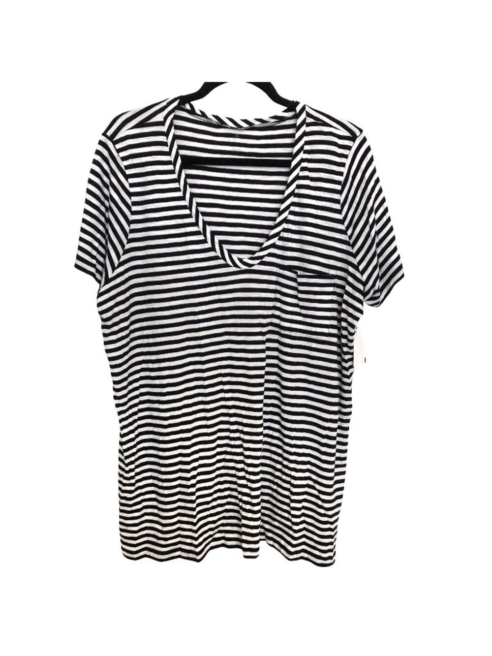 NWT Caslon Black White Striped Scoop Neck Short Sleeve 2X